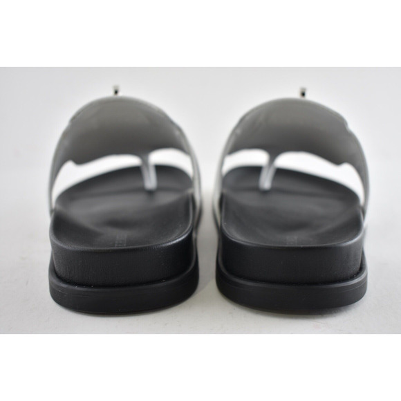 Hermes Empire Sandals White Black Leather Kelly Lock Logo Slide Mule Flat 37 - Picture 11 of 12